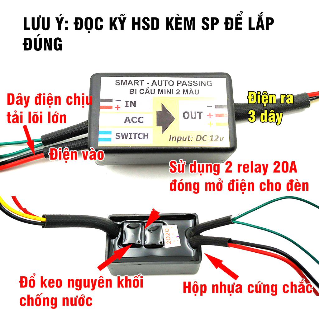 Mạch Passing đèn trợ sáng mini 2 màu - Tặng Công Tắc