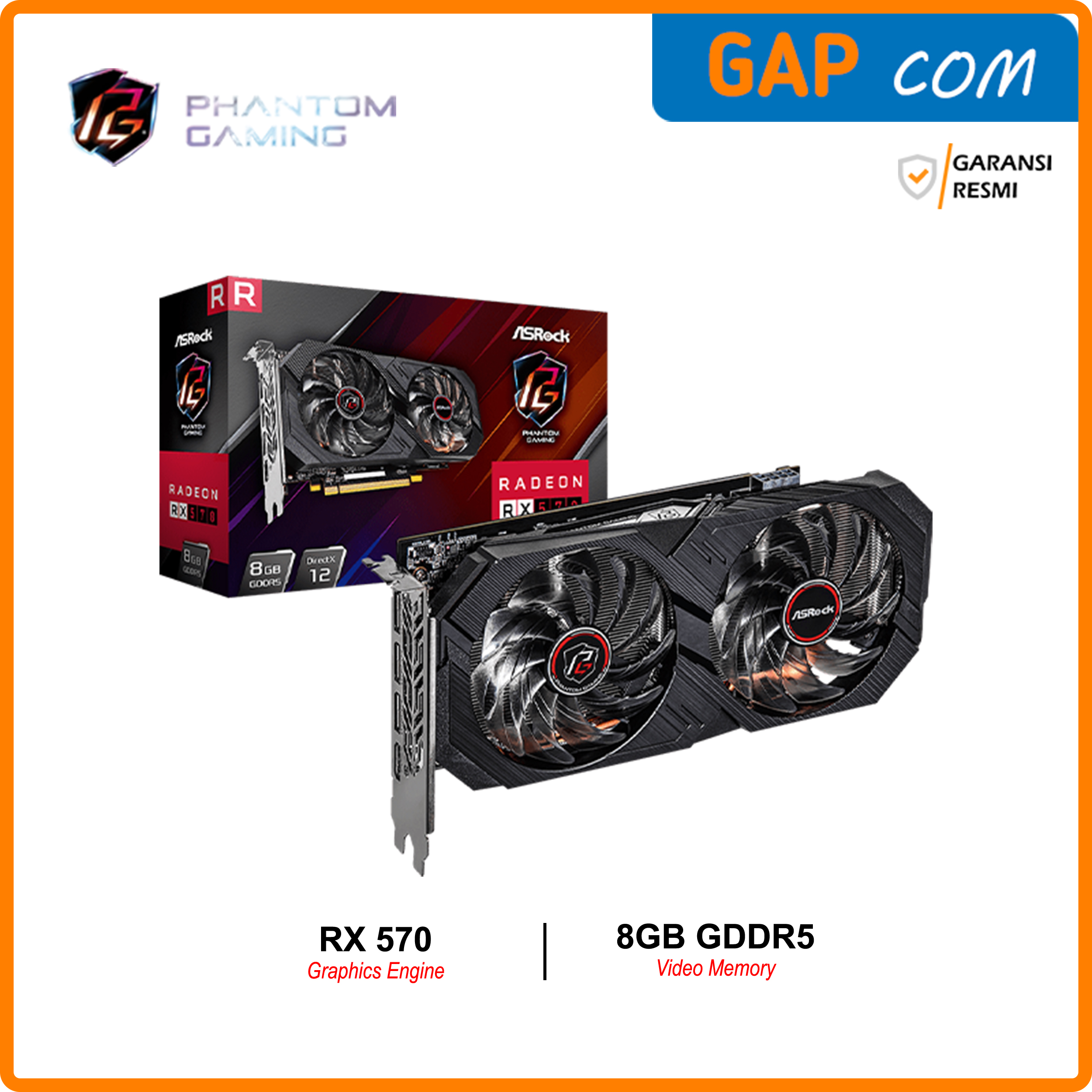 VGA ASRock AMD Radeon RX 570 Phantom Gaming Elite 8GB GDDR5