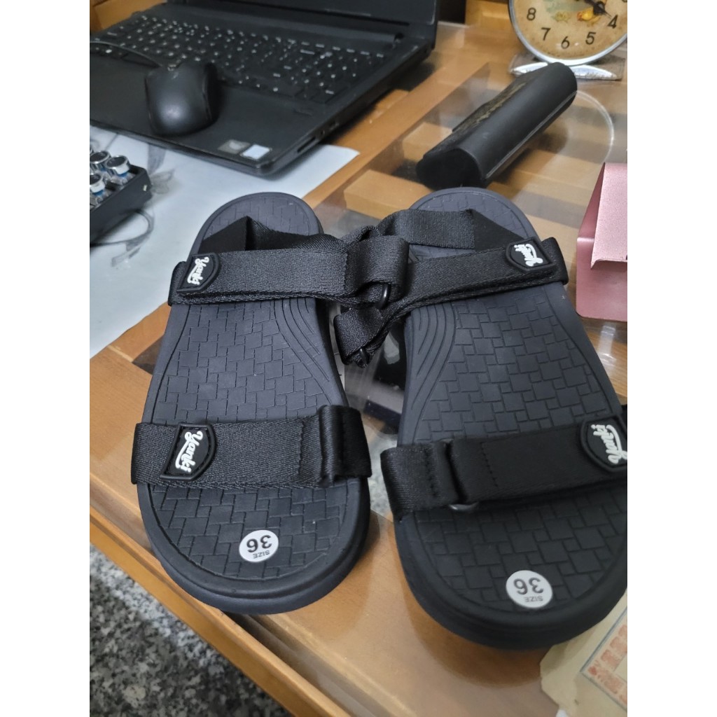 Giày sandal nữ đi học đi chơi hàn quốc 2 quai, giày quai hậu độn đế