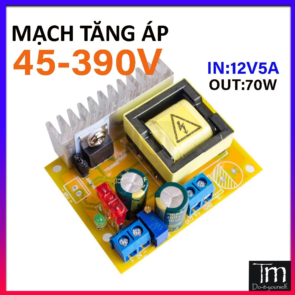 Mạch tăng áp 12v ra 45 - 390v điện áp cao