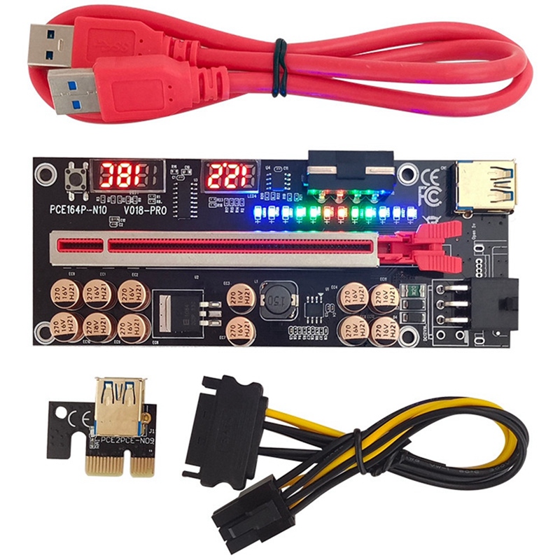Ver018 pro pci-e riser card usb 3.0 cable 018 plus pci express 1x to 16x extender pcie adapter for btc mining