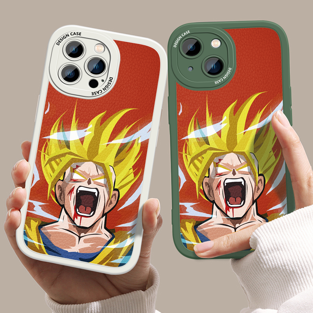 Jizetin Leather Case For iPhone 14 Plus iPhone 14 iPhone 14 Pro iPhone 14 Pro Max Slim Dragon Ball Son Goku Leather Back Casing PU Leather Cover Phone Case
