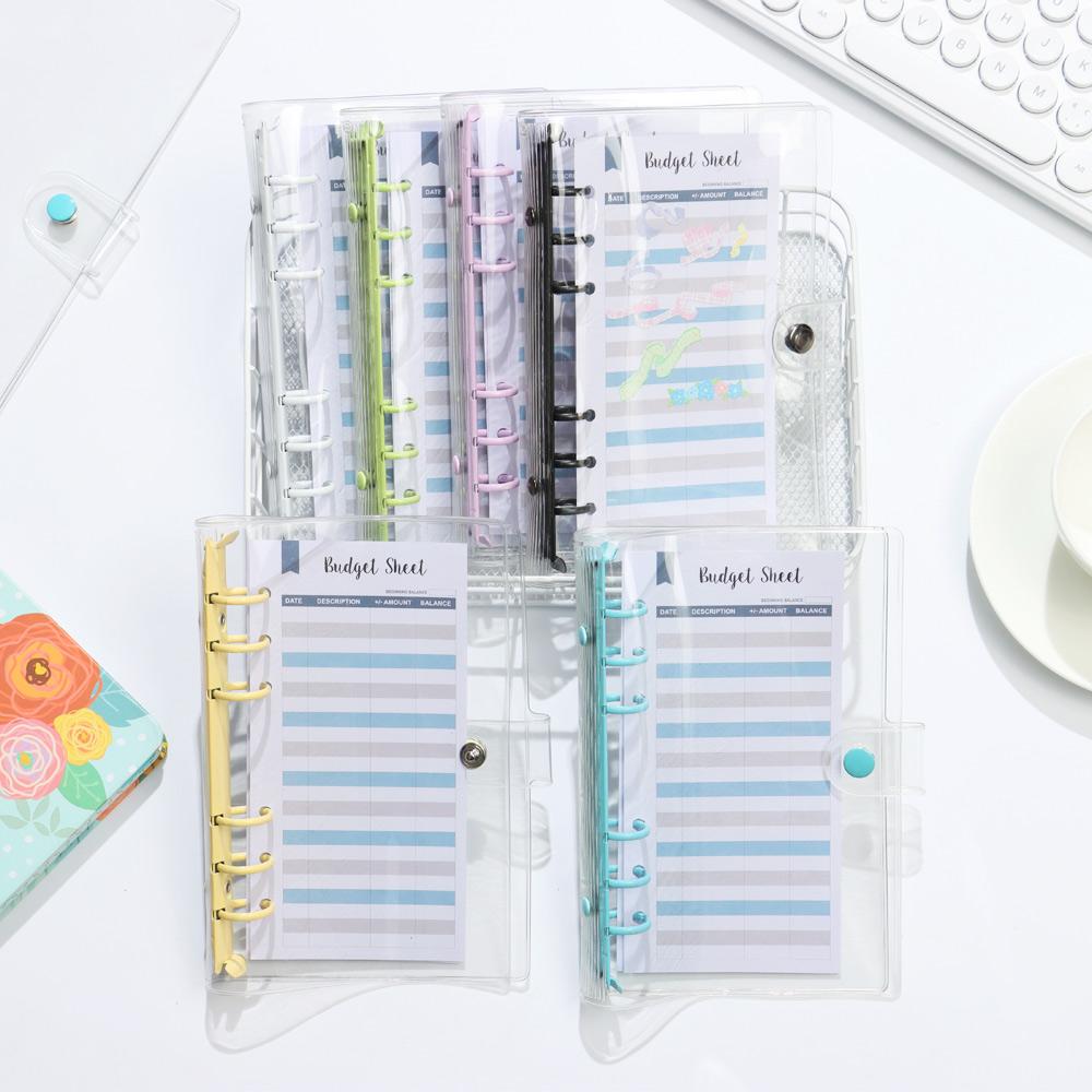 A5 A6 Transparent PVC Loose-Leaf Notebook Cover Folder Macaron Color 6 Ring Binder Diary Journal Planner School Stationery