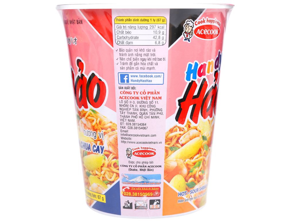 Mì Handy Hảo Hảo Tôm Chua Cay Ly 67g