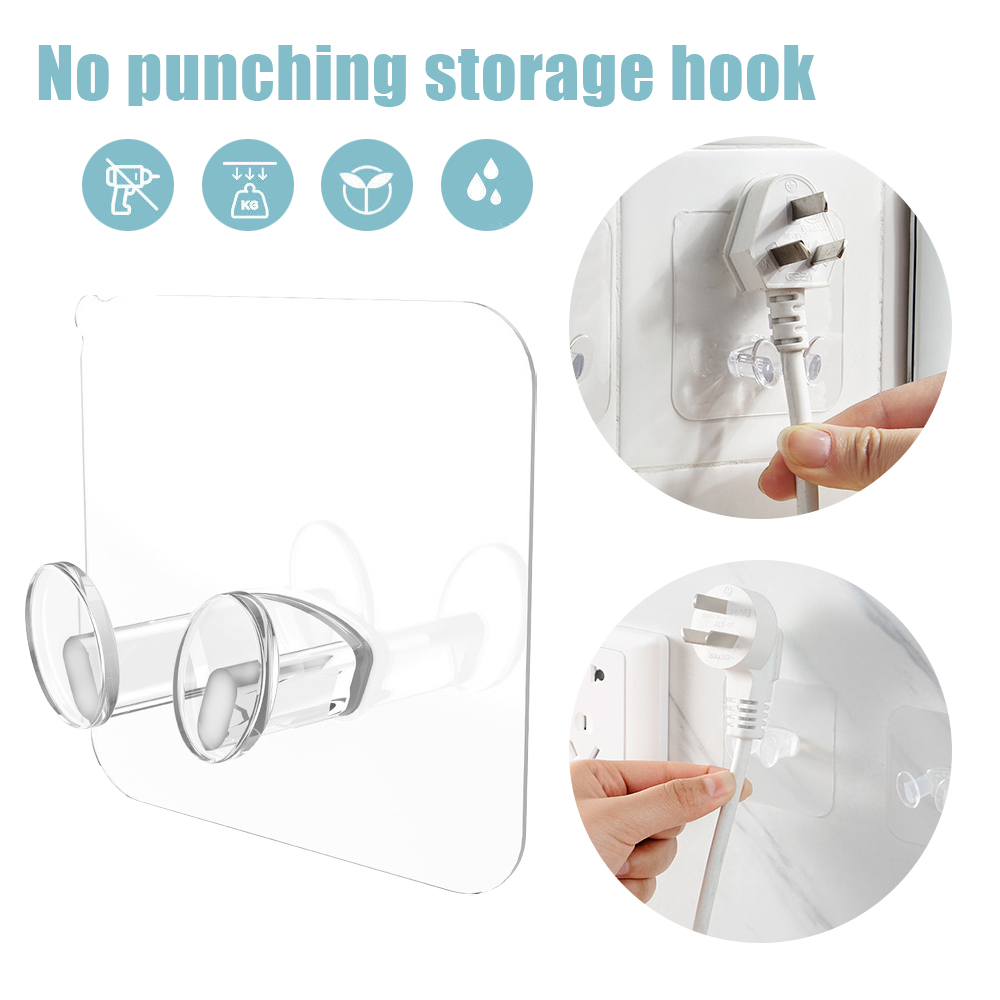 【Decoration】10Pcs Clear Strong Plug Hooks Adhesive, Multi Purpose Transparent Plastic Pasting Hook, Ues for Kitchen,Bathroom,Office