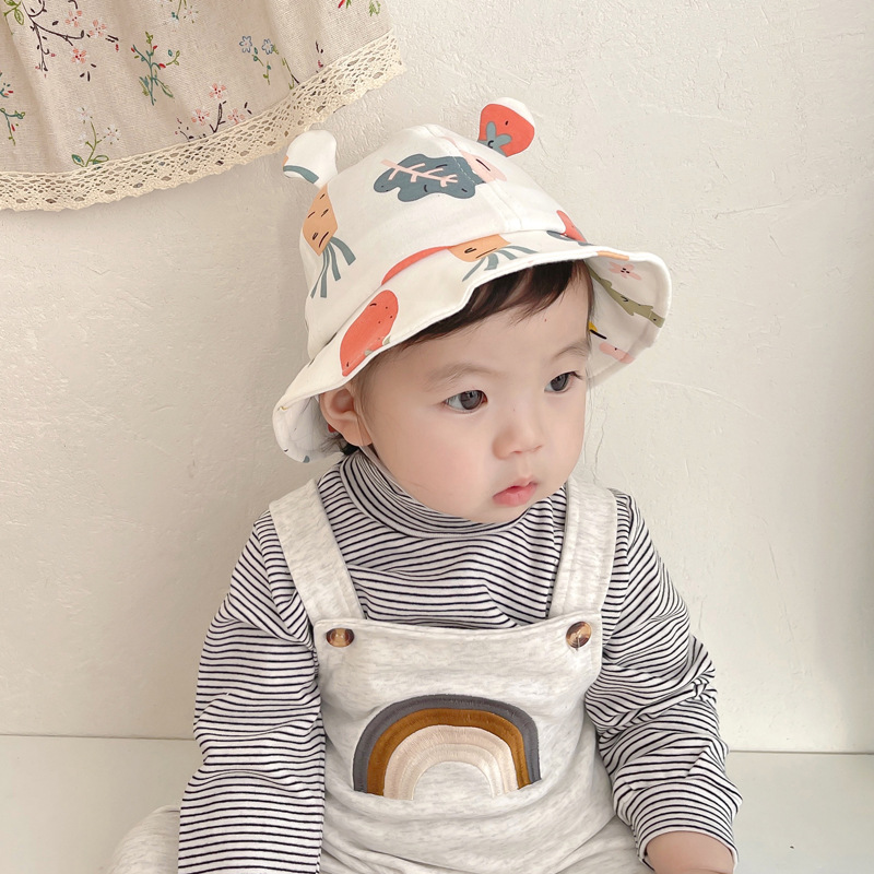 Mũ vành cotton mềm cho em bé từ 3 tháng