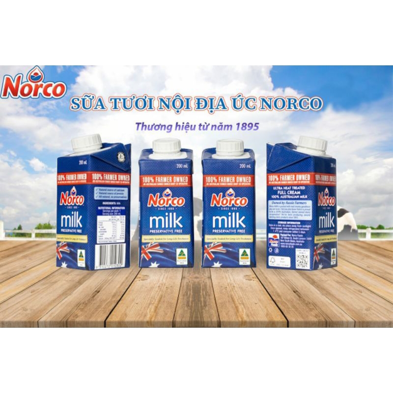 Sữa tươi nguyên kem norco thùng 24 hộp 200ml nhập từ úc