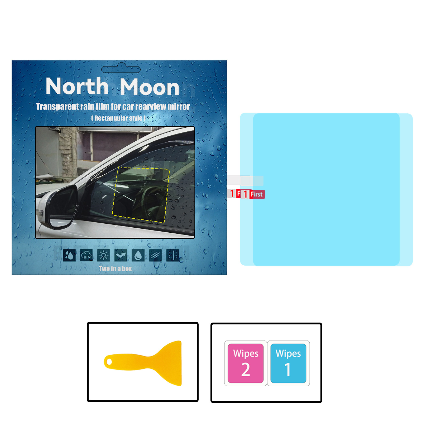 North Moon Eelhoe Rearview Mirror Rain Film Rain proof Anti Fog Car