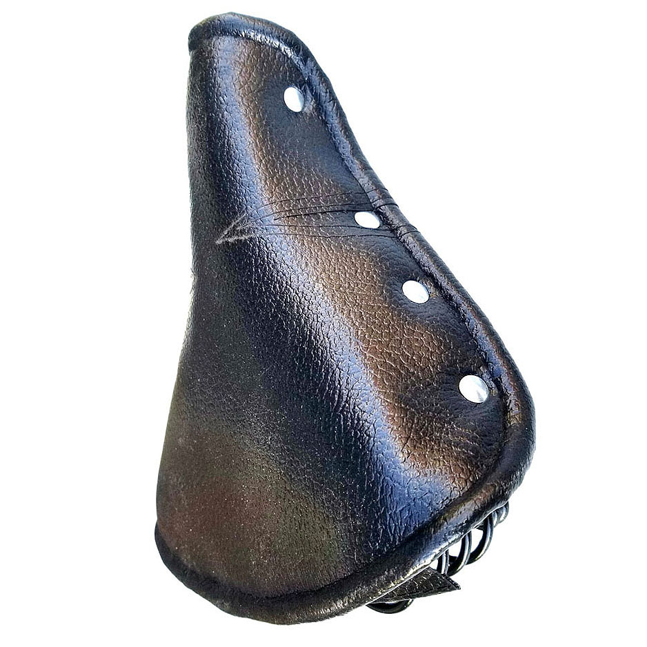 Vintage Faux Leather Bicycle Saddle Rivet Sprung Spring Black. 