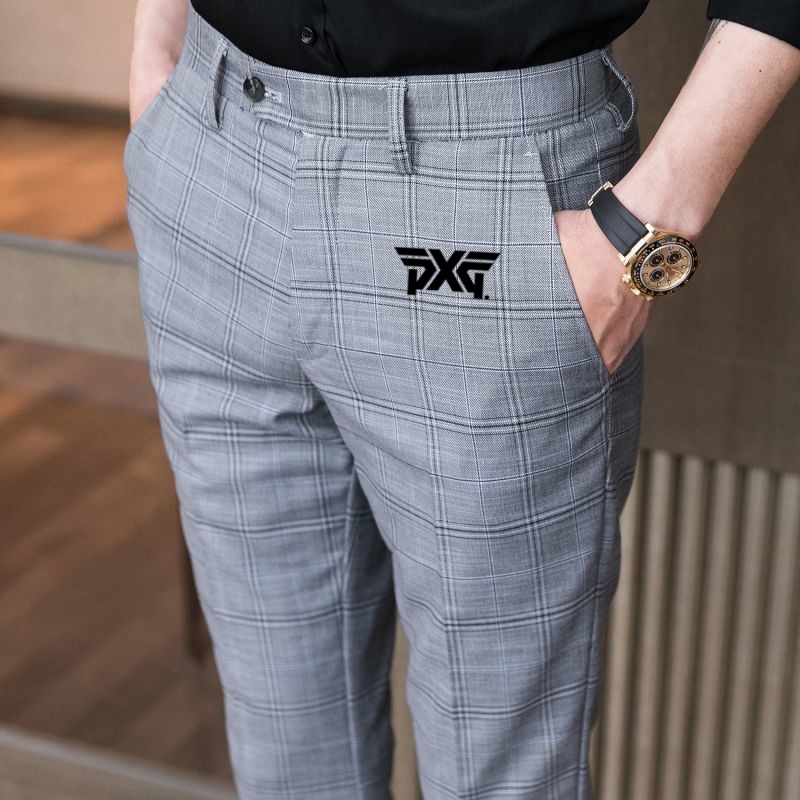 Golf Pants Men Autumn Thick Checked Casual Pants Men Korean Version Trendy Slim-fit Skinny Trousers Business Straight Trousers Men