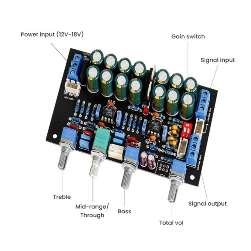 Convenient Pre-Amplifier Multifunctional Pre-Amplifier Pre-Amplifier Tone Board Preamp Volume Tone Control DIY Speaker Amplifiers Sound Audio Amp
