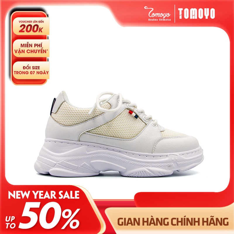 SIÊU SALE 7.7 | Giảm 30% đơn 199k - Giày Sneaker Nữ Đế Cao 7cm Da Microfiber Siêu Nhẹ Tomoyo TMW31307