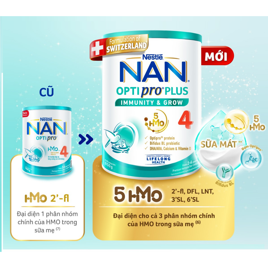 Sữa Nan 4  Optipro Plus 5HMO 850g (Nhập Khẩu Chính Hãng Date 2025)