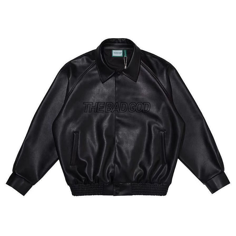 Áo Bomber Varsity Jacket The Bad God Black Leather