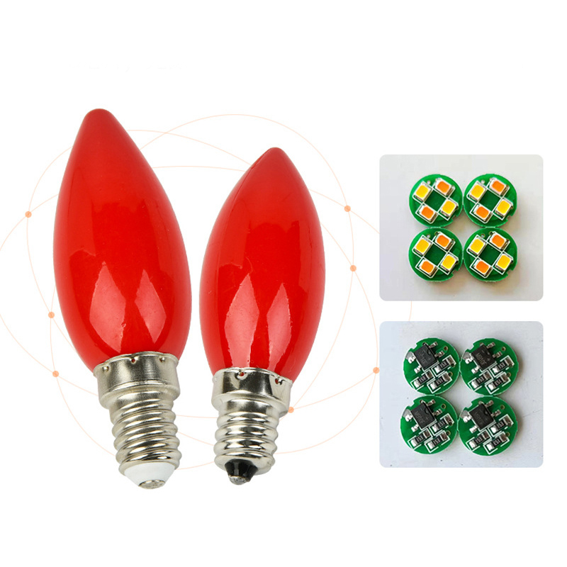 Maraa 1 cái LED bàn thờ bóng đèn E12/E14 nến đỏ phật đèn đền Đèn trang trí