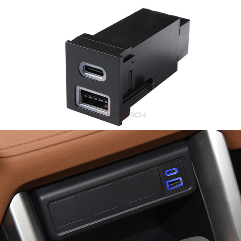 Car quick charger dual usb type c pd ports qc3.0 right hole position 12v socket quick charger use for toyota rav4 wildlander