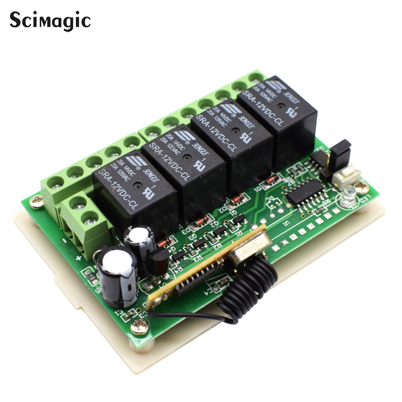 Wireless Remote Control Switch Dc 12v 24v 4ch Relay Module With 4 Channel Rf Remote 433 Mhz. 