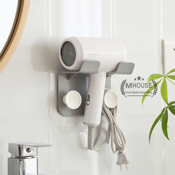 Hair Dryer Holder,Hair Blow Dryer Shelf Metal Wall Mount Bathroom Hair Dryer Rack , Wall-mounted Storage Holder