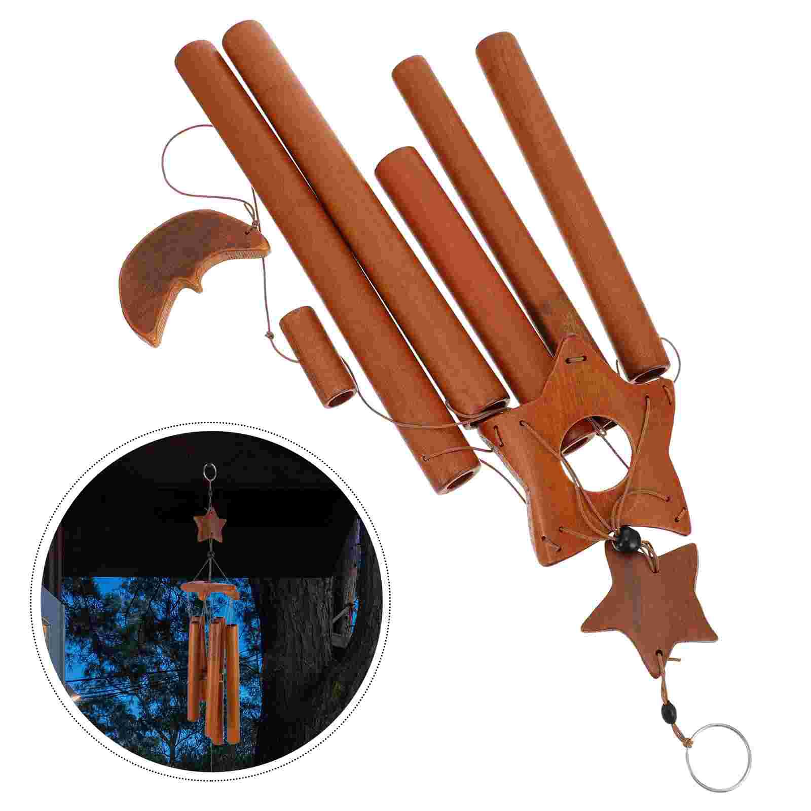 1Pc Bamboo Wind Chimes Creative Star Wind Bell Garden Hanging Decoration