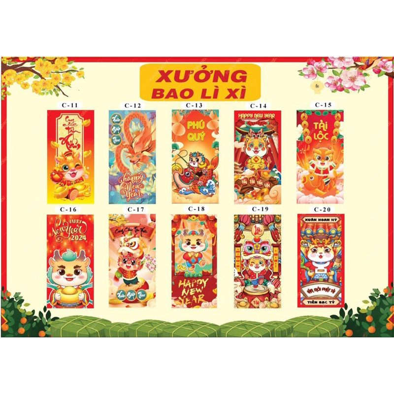 [Giá hủy diệt] Combo 2000 lì xì 2024, bao lì xì tết