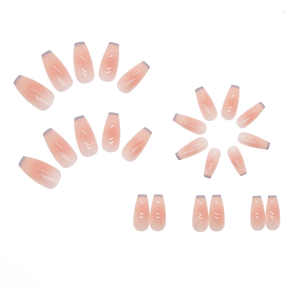 Bộ 24 móng tay giả dài hồng pastel viền mỏng 💖💖 SẴN KEO DÁN 💖💖