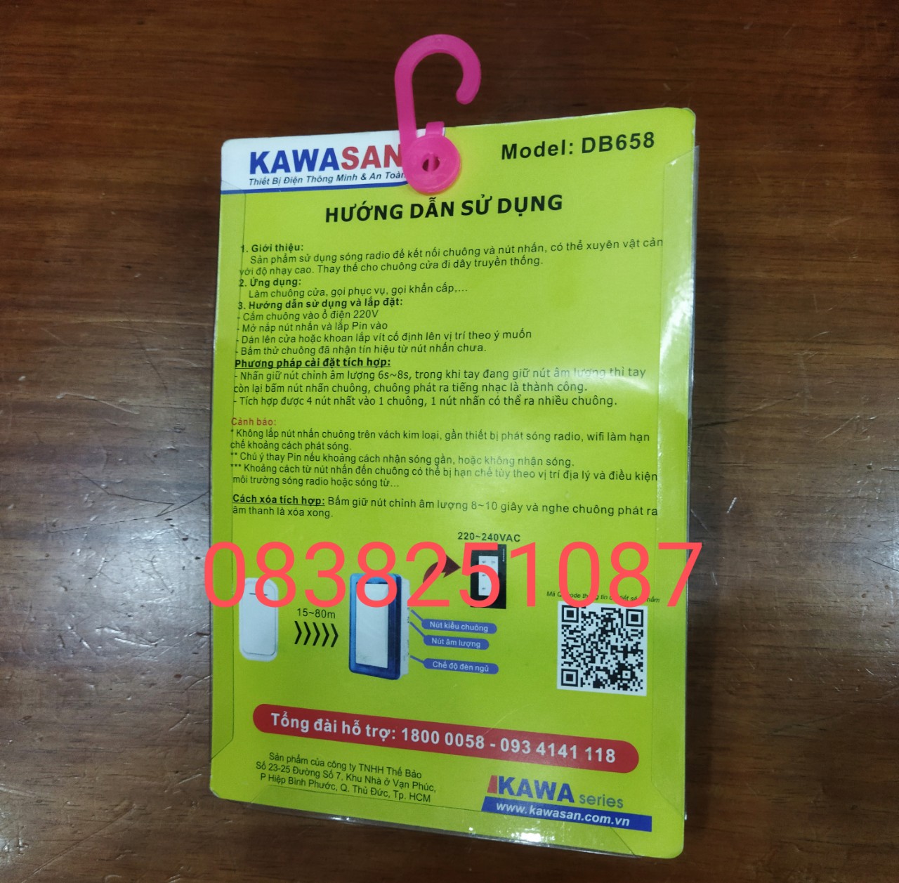 [HCM]Chuông cửa không dây Kawasan BD658