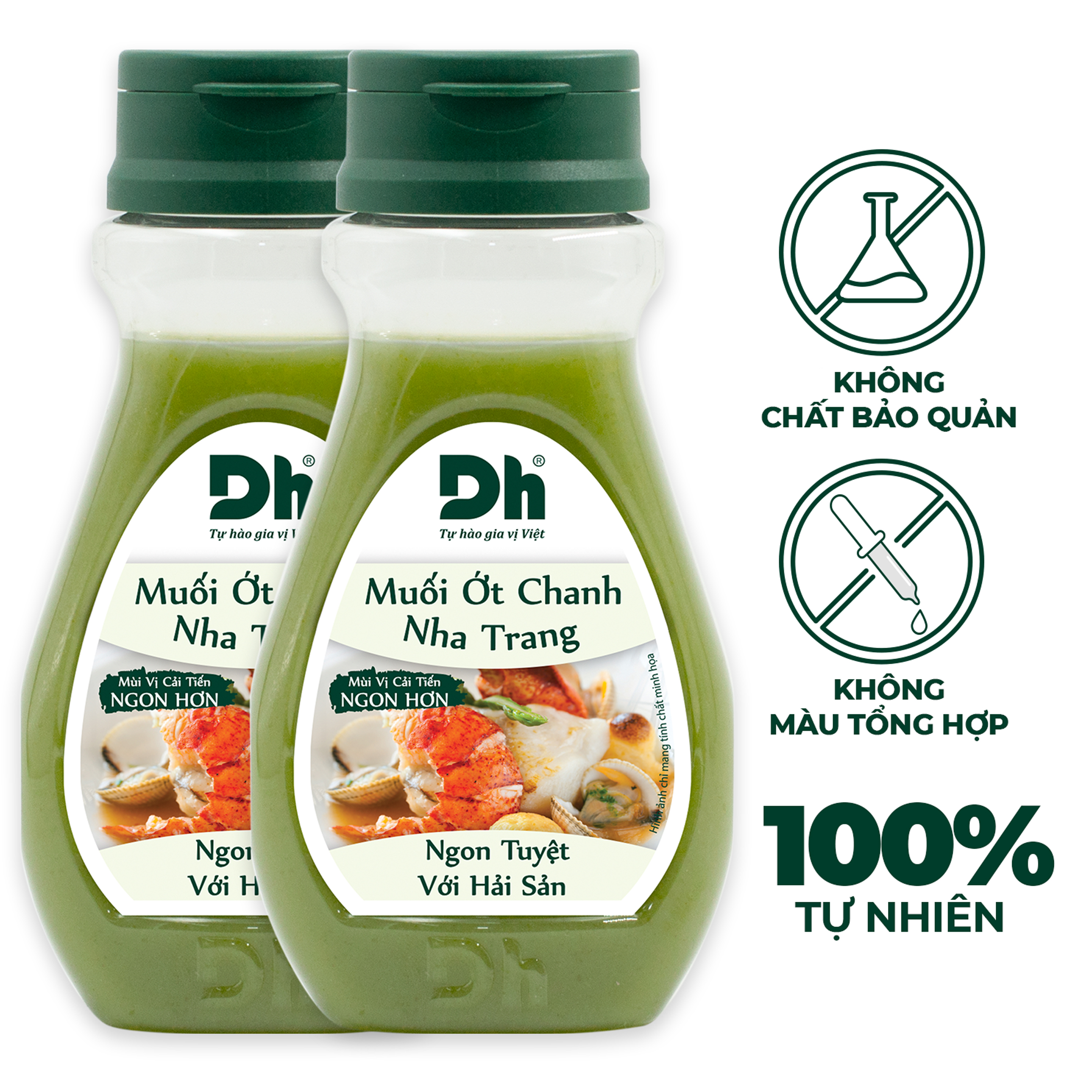 Combo 2 chai muối ớt chanh Nha Trang 200gr Dh Foods gia vị sốt chấm hải sản đồ nướng