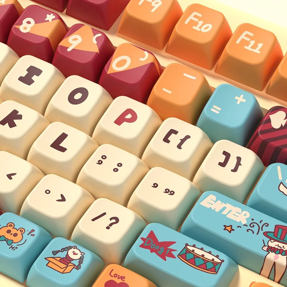 Circus Cat Keycaps MDA Profile 138/158 Keys Personalized Keycap Cute Keycaps for Mechanical Keyboard DIY Keyboard Keycaps