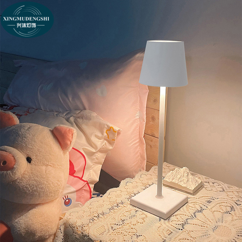 Table lamp LED Simple Modern Hardware Decoration Tall Table Lamp Bedroom Bedside Touch Switch USB Charging Night Light simple