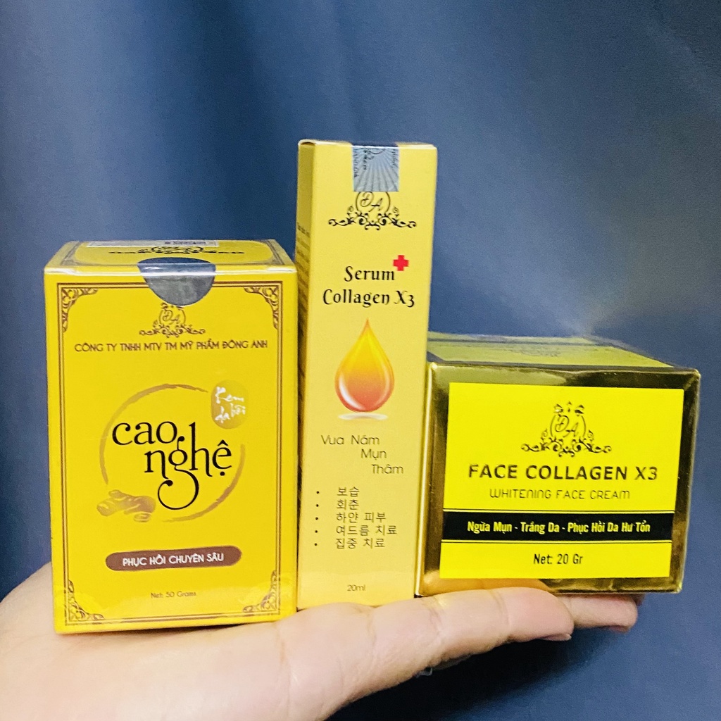 Đ-combo kem face collagen x3 + cao nghệ + serum nám x3 - hàng chính hãng đông anh