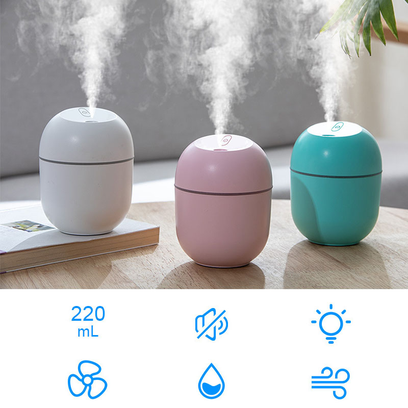Máy Làm Ẩm Không Khí Siêu Âm Mini Cho Xe Hơi Máy Lọc 220Ml Kèm Đèn LED Đèn Ngủ Máy Khuếch Tán Tinh Dầu