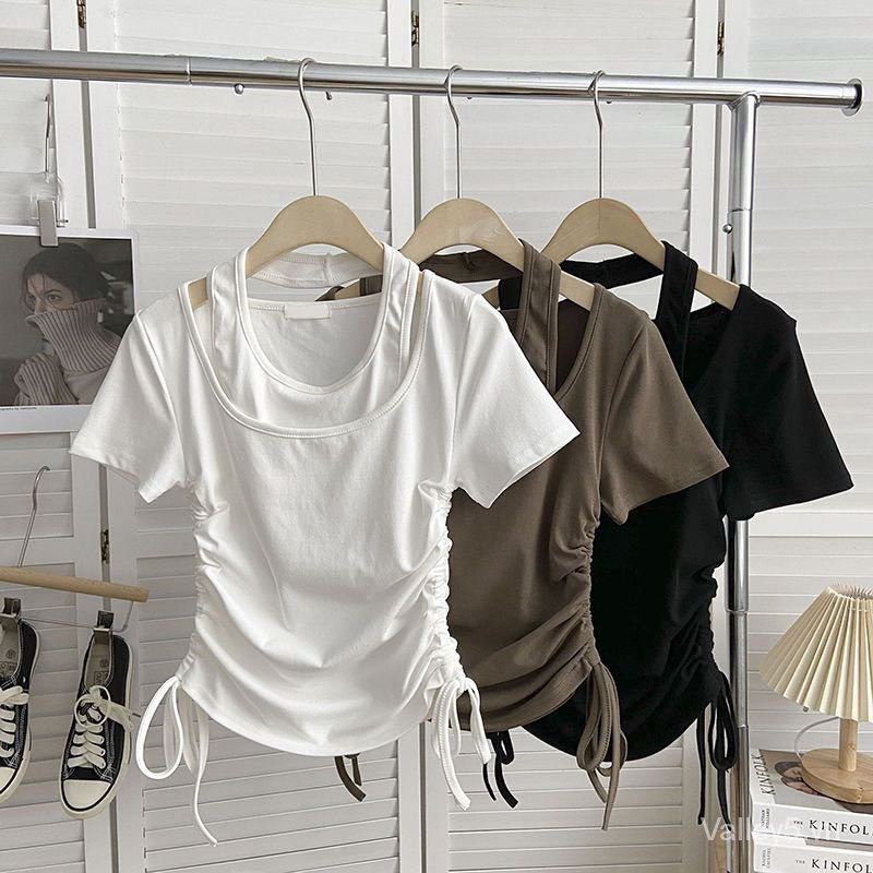 KCS⭐Áo croptop rút dây phối khoá🔉