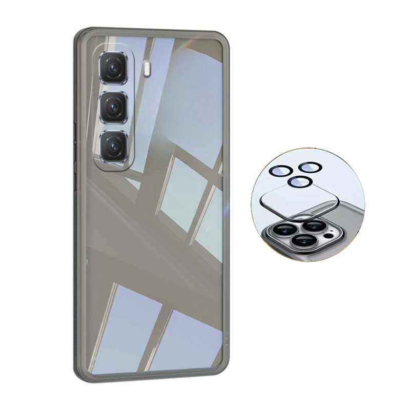 New Phone case infinix Hot 50 Pro+ Back cover Camera Protection Semi Transparent Soft Silicone Shockproof with Lens Protector Films For infinix Hot 50 Pro + case.