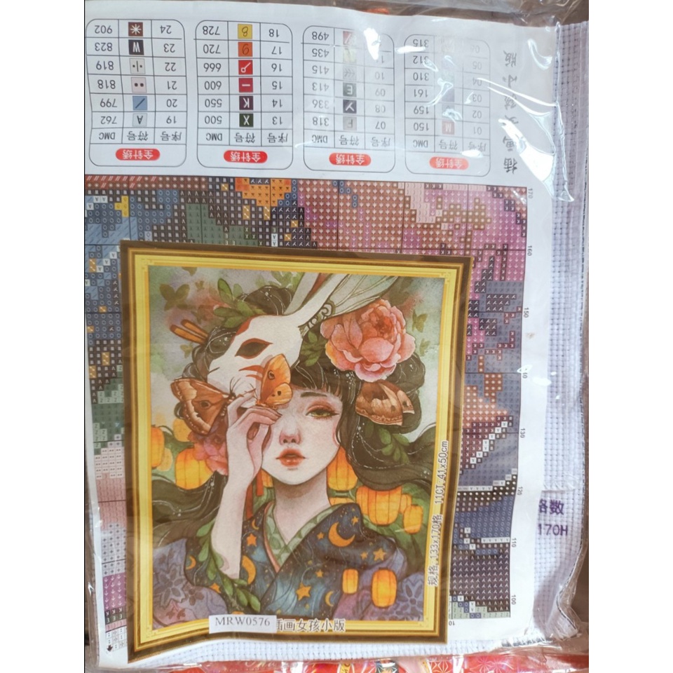 Tranh thêu cô gái mrw0576 chưa thêu
