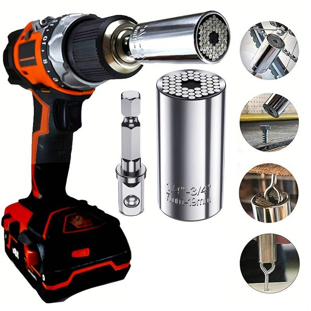 Universal 7-19mm Socket Torque Wrench Ratchet Socket Sleeve Multi Function Key Adapter Hand Tools Power Drill Ratchet Bushing Spanner Spanner Grip