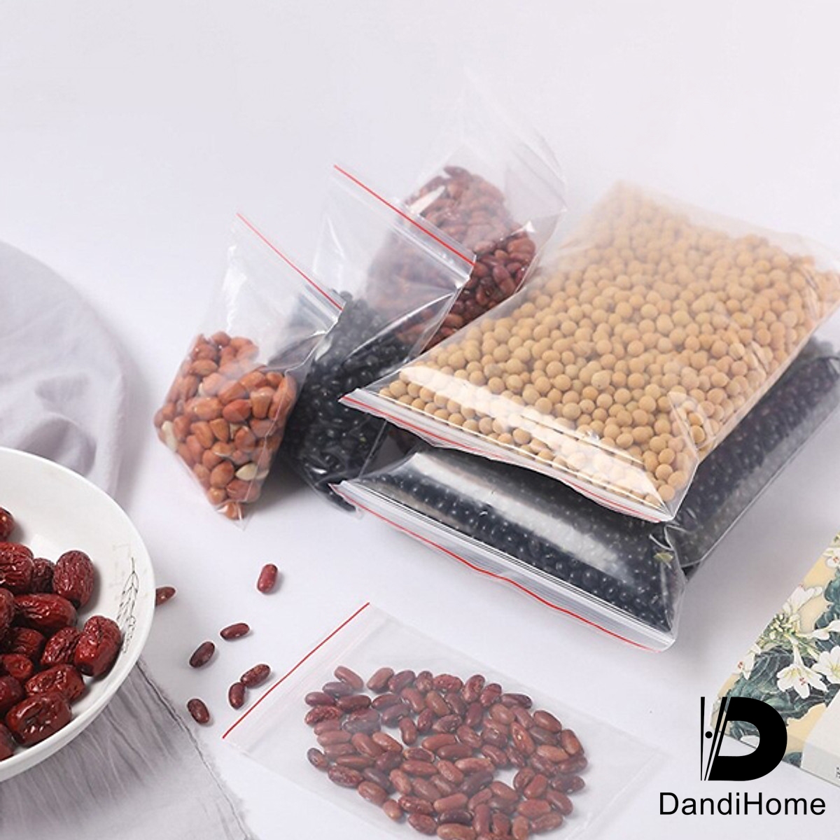 100gr túi zipper chỉ đỏ DandiHome - Bấm chọn size