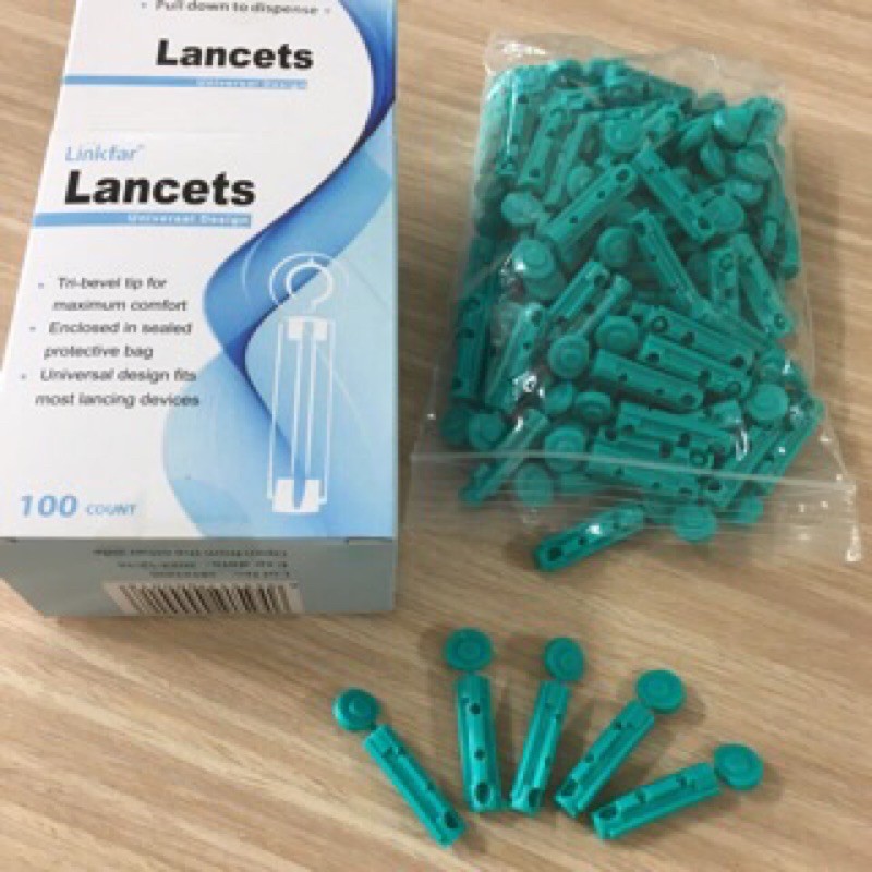 Hộp 100 kim chích máu Linkfar Lancets 28G - Dùng cho máy thử đường huyết