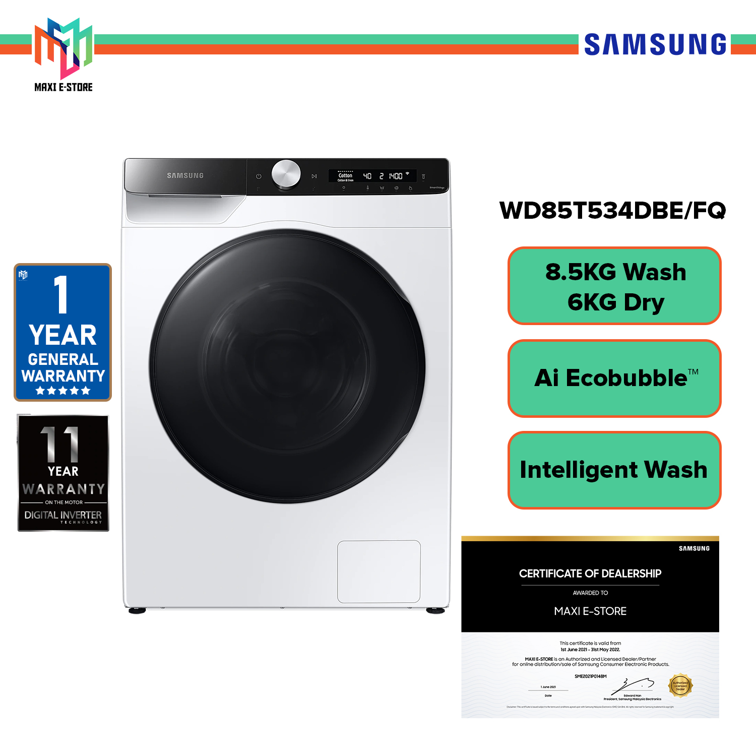 samsung eco bubble 8.5 kg