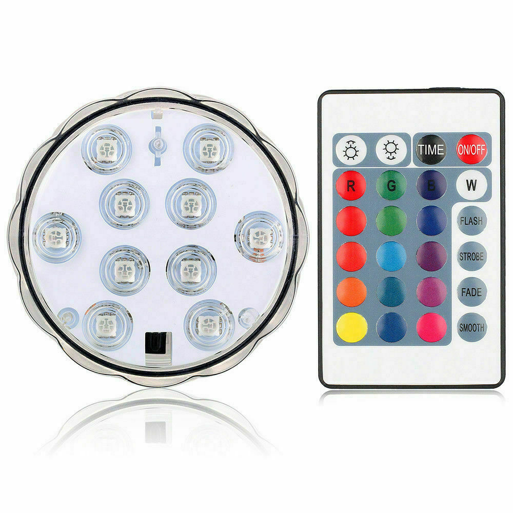 Remote Controlled 10 LED RGB Submersible Underwater Light for Wedding ...