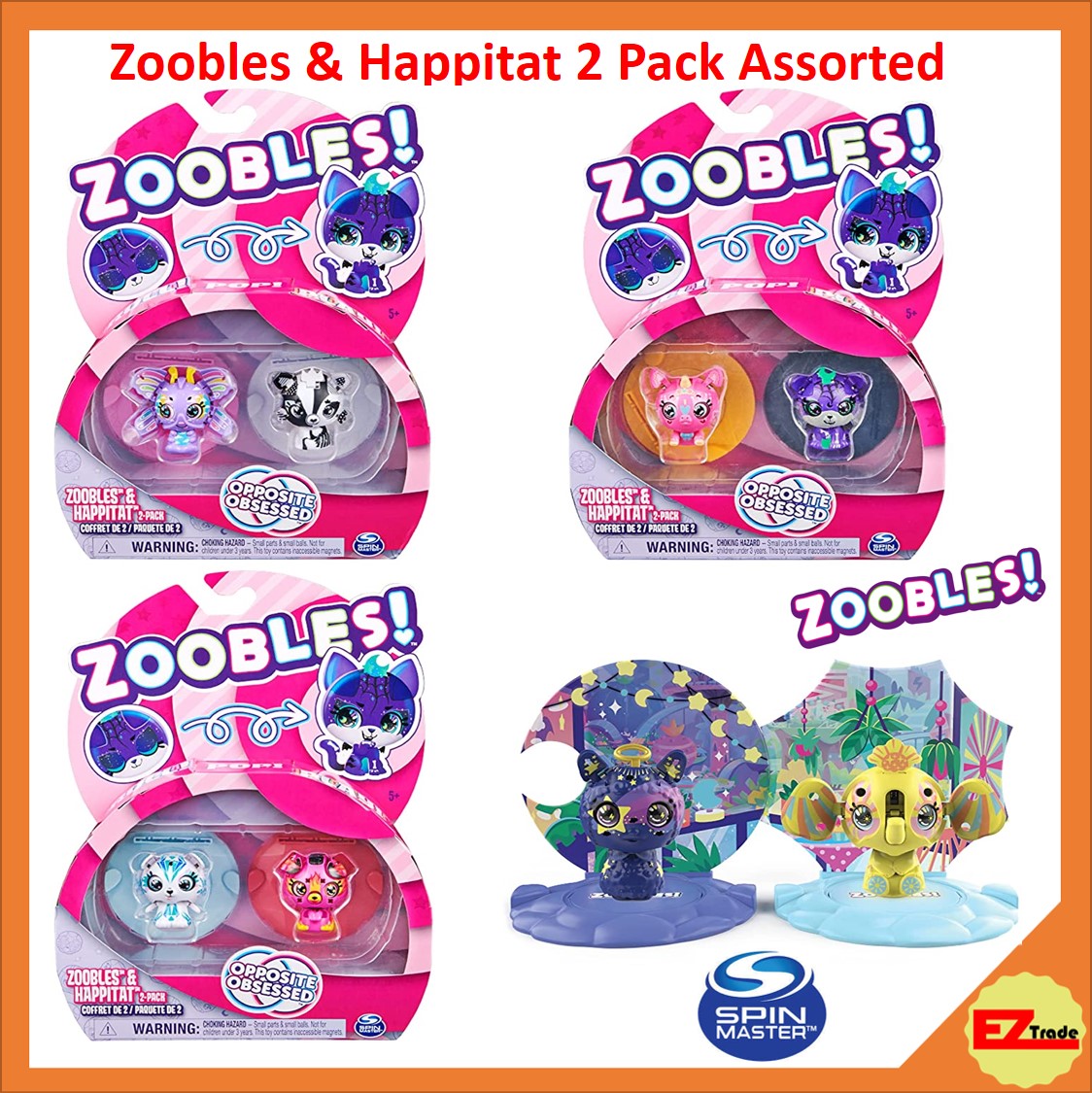 Spin Master Zoobles Happitat Animal Pack Figure Toy, Assorted