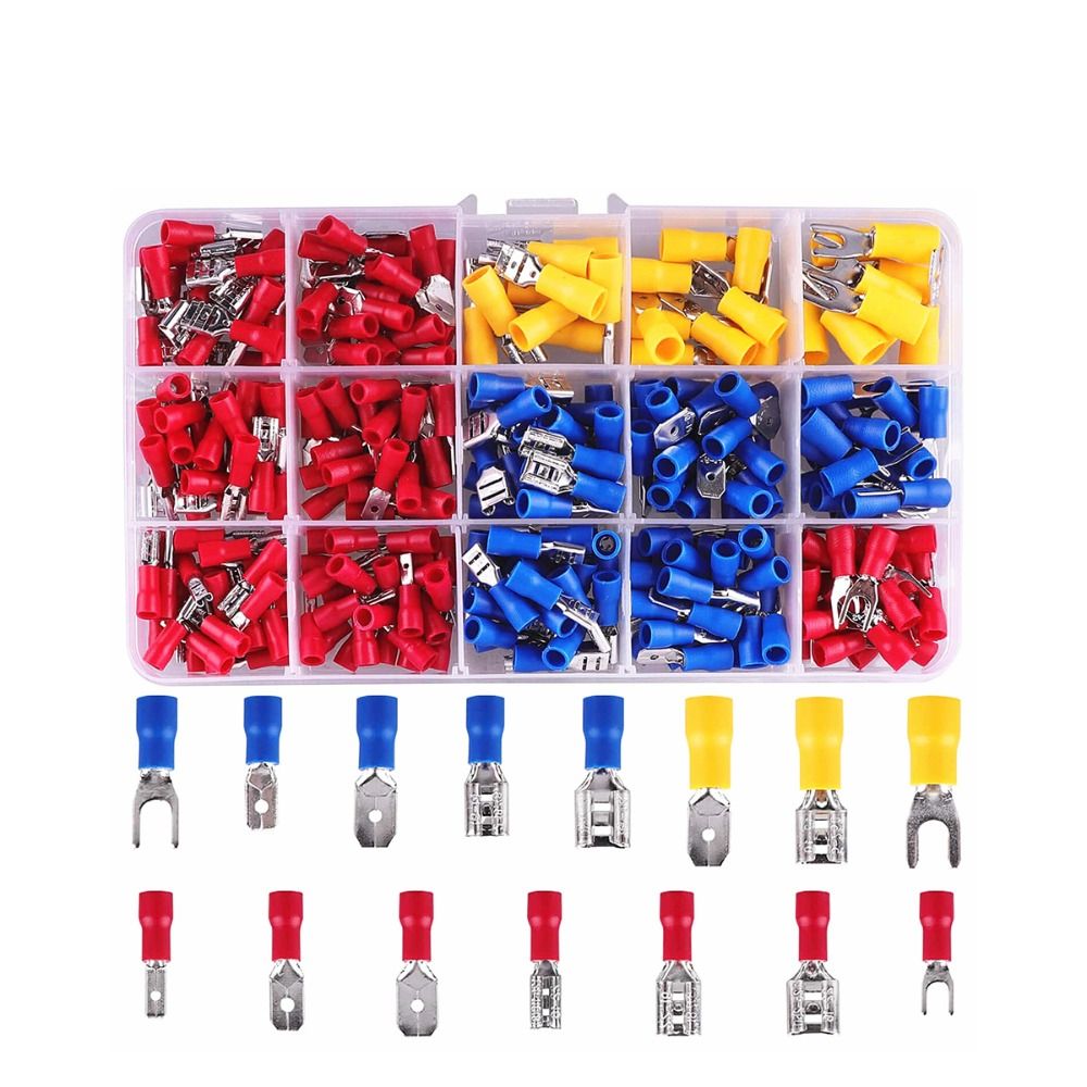 CBT 330PCS Male and Female Spade Connector Kit Fork 15 Types Crimp ...