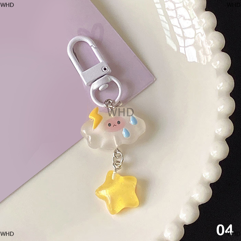THM Dễ thương phim hoạt hình đám mây Sao Keychain pentagram móc chìa khóa cho cô gái trẻ em trang trí vòng chìa khóa đồ trang sức