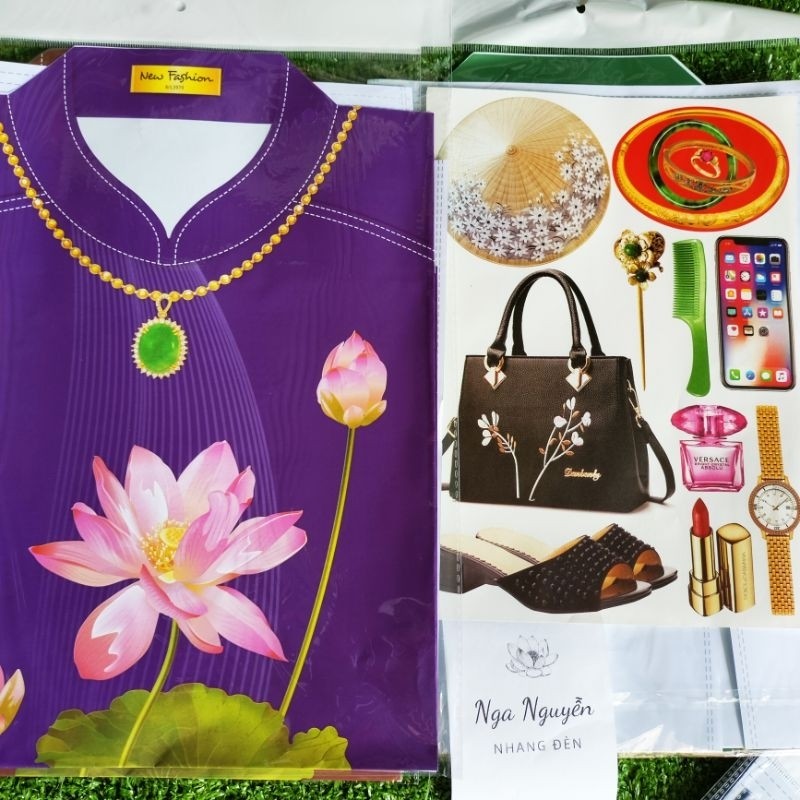(Combo 10 bộ)Hàng mã bộ quần áo dài nữ/Giấy cúng bộ áo dài bà kèm phụ kiện