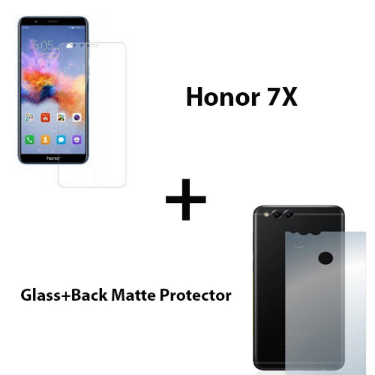 Honor 7X Polish 2.5D Tempered Glass Screen Protector Polish Glass + Back Matte Protector Soft Skin Sheet Soft Film Protection For Honor 7X