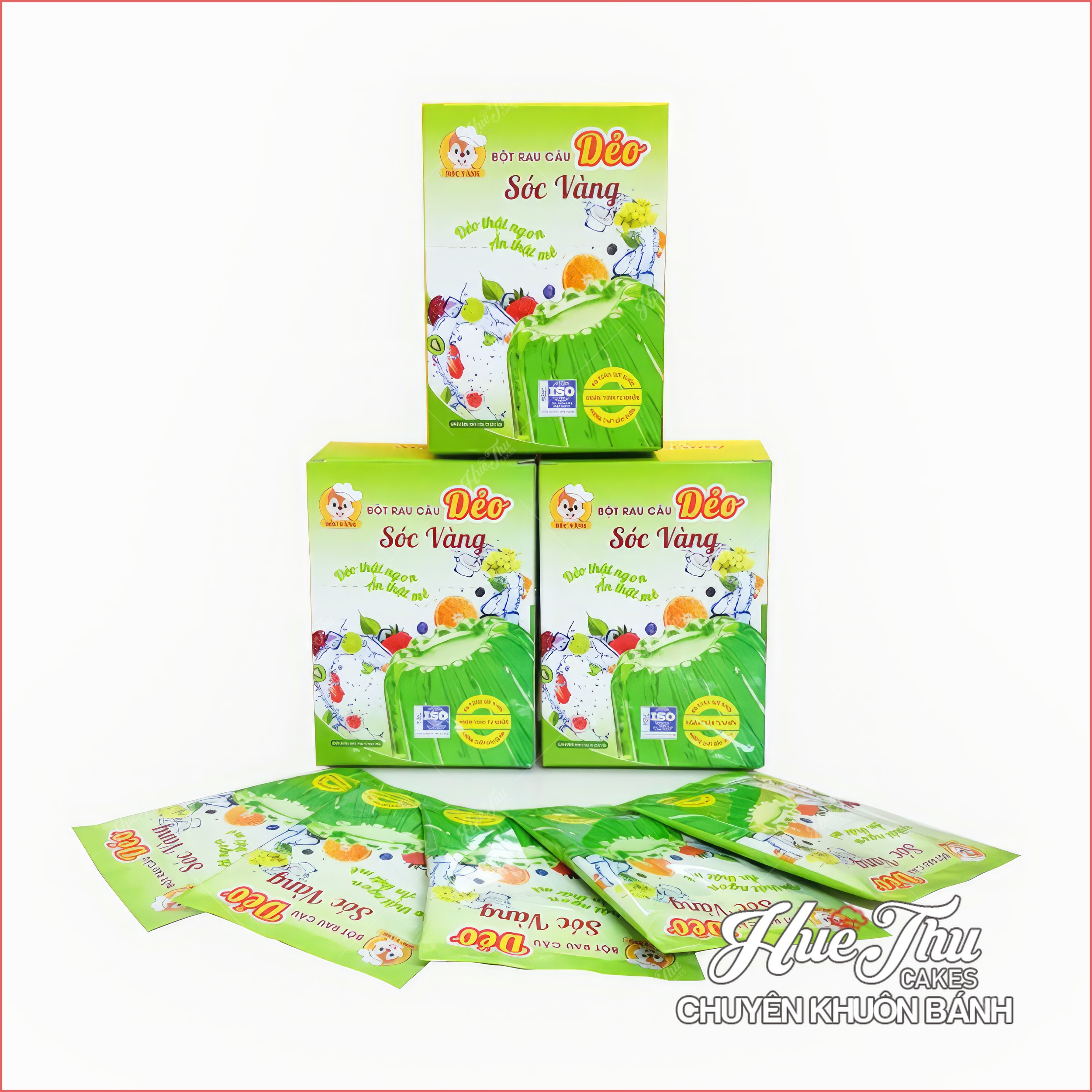 Bột rau câu dẻo Sóc Vàng (jelly - Sóc Xanh) gói 12g