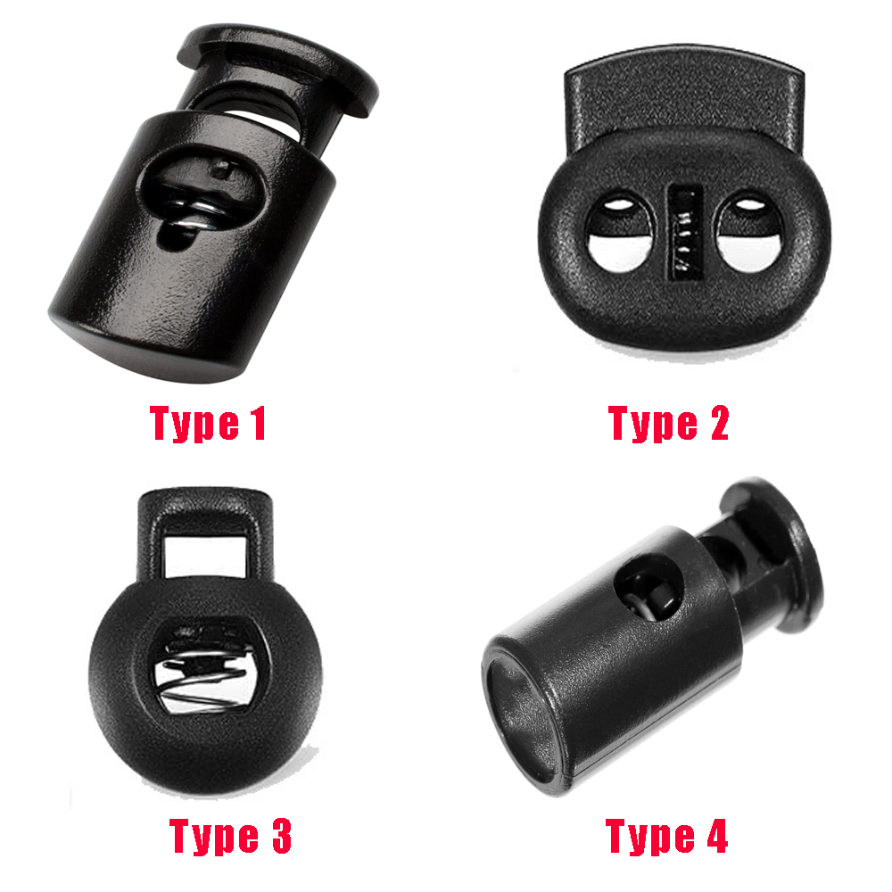 10PCS Shock Cord Rope Stopper Lock End Toggle Buckle and Metal Spring 4 Types