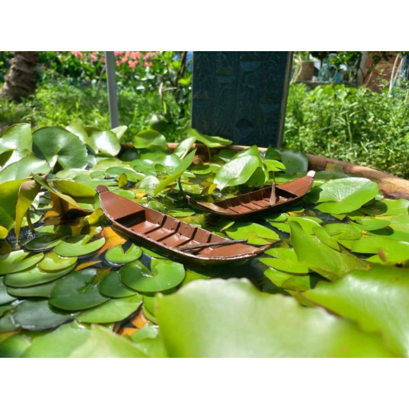 Mô Hình Xuồng Gỗ Nổi Trang Trí Hồ Cá