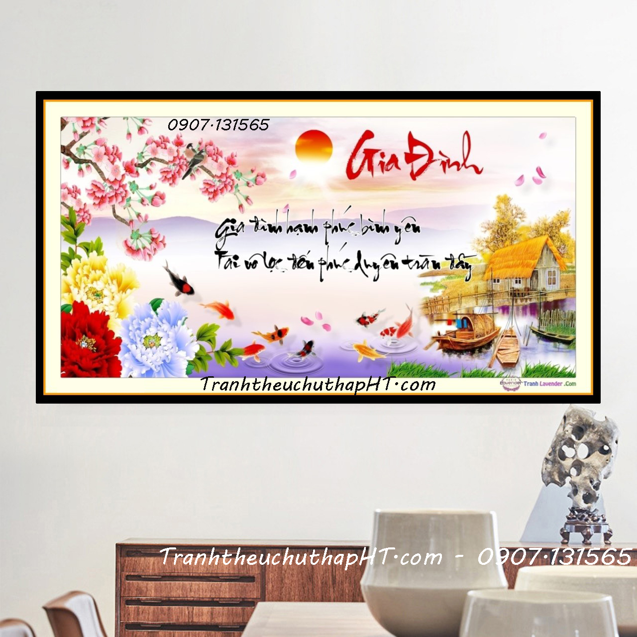 Tranh thêu chữ thập Gia đình LV3176: 74*39cm - Chưa thêu