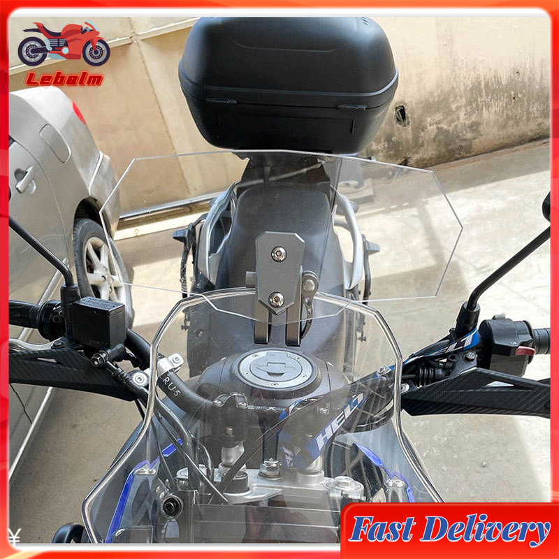 Lebalm【ready stock】Universal Motorcycle Windshield Extension Heightened Airflow Adjustable Windscreen Wind Deflector With Bracket