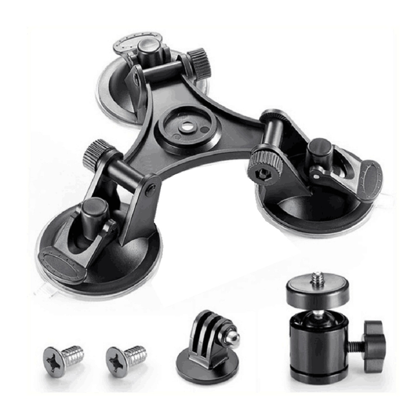Car Holder Triple Vacuum Suction Cup Mount for DJI Osmo Pocket Camera Stabilizer Accessory with Expansion Adapter